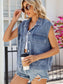 Pocketed Button Up Sleeveless Denim Jacket nicholesgifts