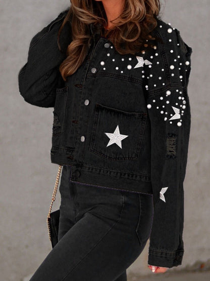 Bead Detail Denim Jacket nicholesgifts