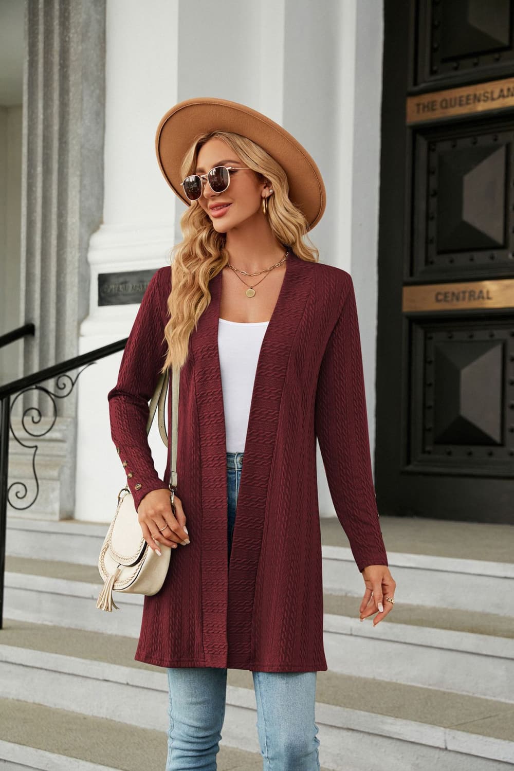 Long Sleeve Open Front Cardigan nicholesgifts