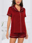 Printed Button Up Short Sleeve Top and Shorts Lounge Set nicholesgifts