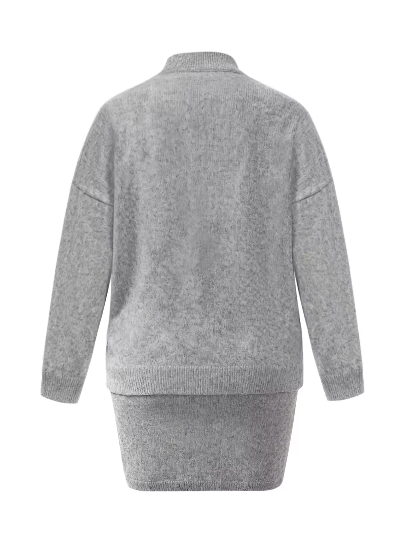 Plus Size Round Neck Long Sleeve Top and Skirt Sweater Set nicholesgifts