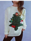 Christmas Tree Round Neck Long Sleeve Sweater nicholesgifts