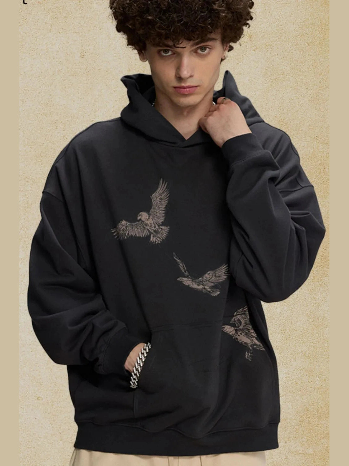 Men's Graphic Long Sleeve Hoodie with Kangaroo Pocket NicholesGifts