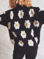 Flower Round Neck Long Sleeve Sweater nicholesgifts