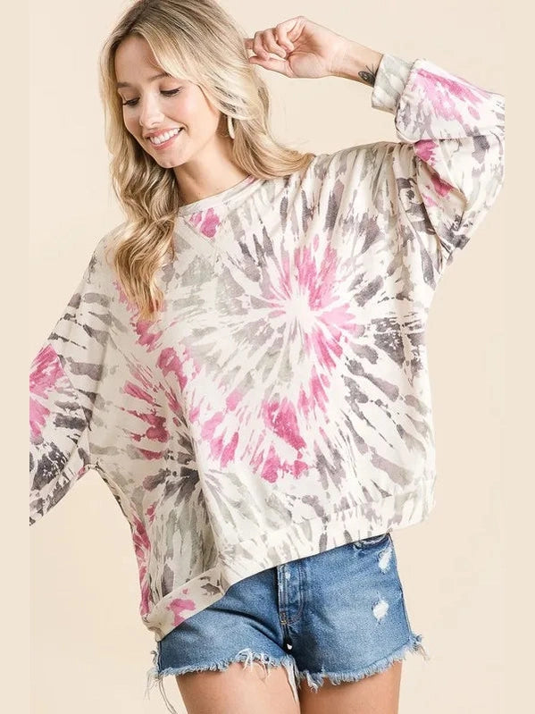 BiBi Tie Dye Print Terry Pull Over nicholesgifts