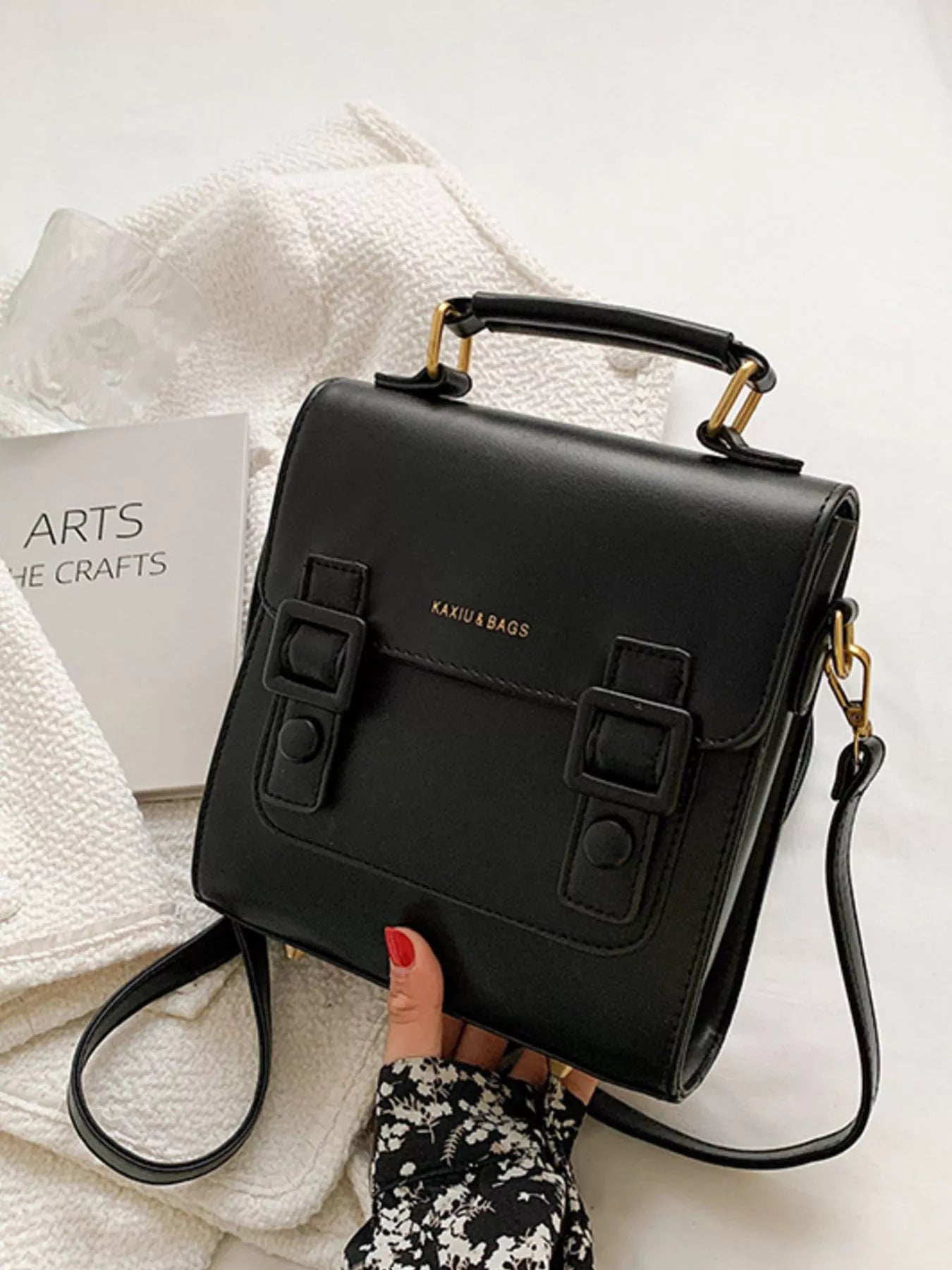 Double Buckle Square Backpack Bag nicholesgifts