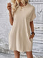 Women Pocketed Round Neck Short Sleeve Dress nicholesgifts