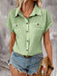 Pleated Detail Collared Neck Short Sleeve Shirt nicholesgifts