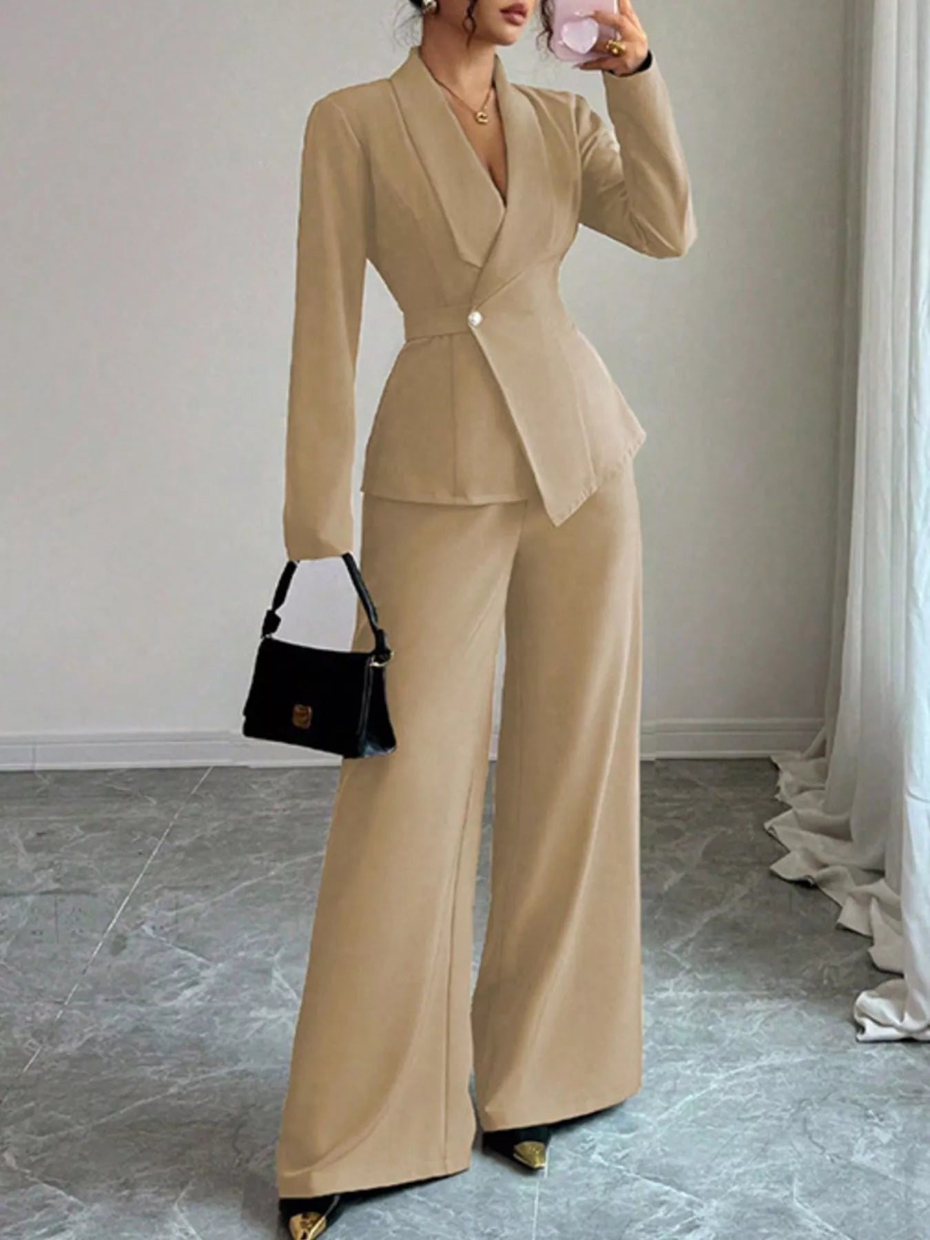 One Button Blazer and Pants Set nicholesgifts