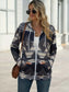 Geometric Zip Up Long Sleeve Hooded Jacket nicholesgifts