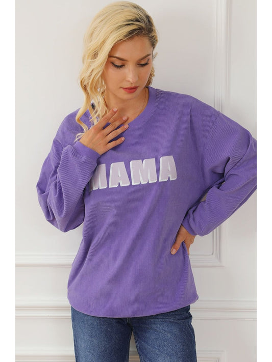 Women Mama Round Neck Drop Shoulder Sweatshirt nicholesgifts