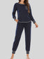 Round Neck Top and Pants Lounge Set nicholesgifts