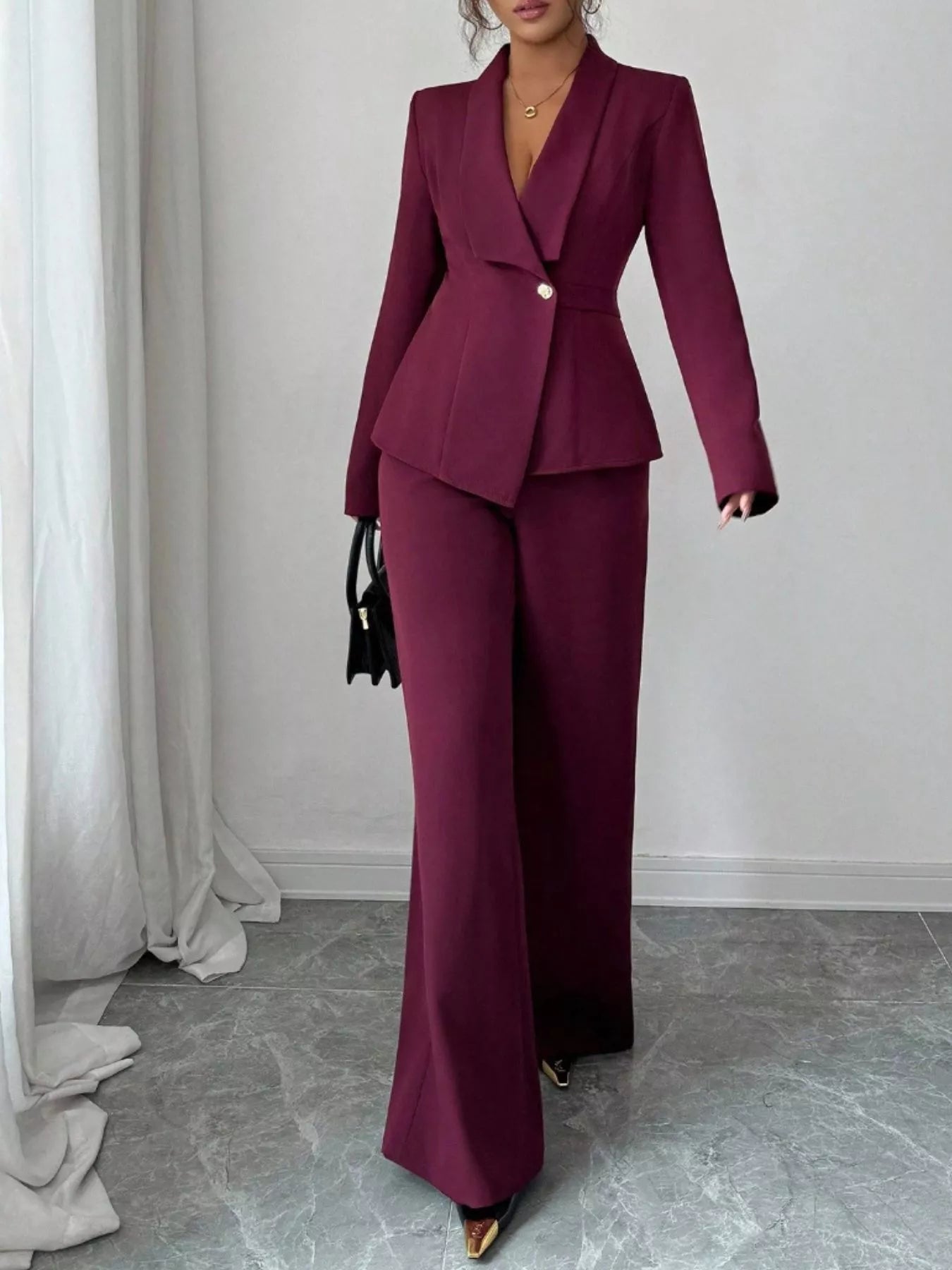 One Button Blazer and Pants Set nicholesgifts