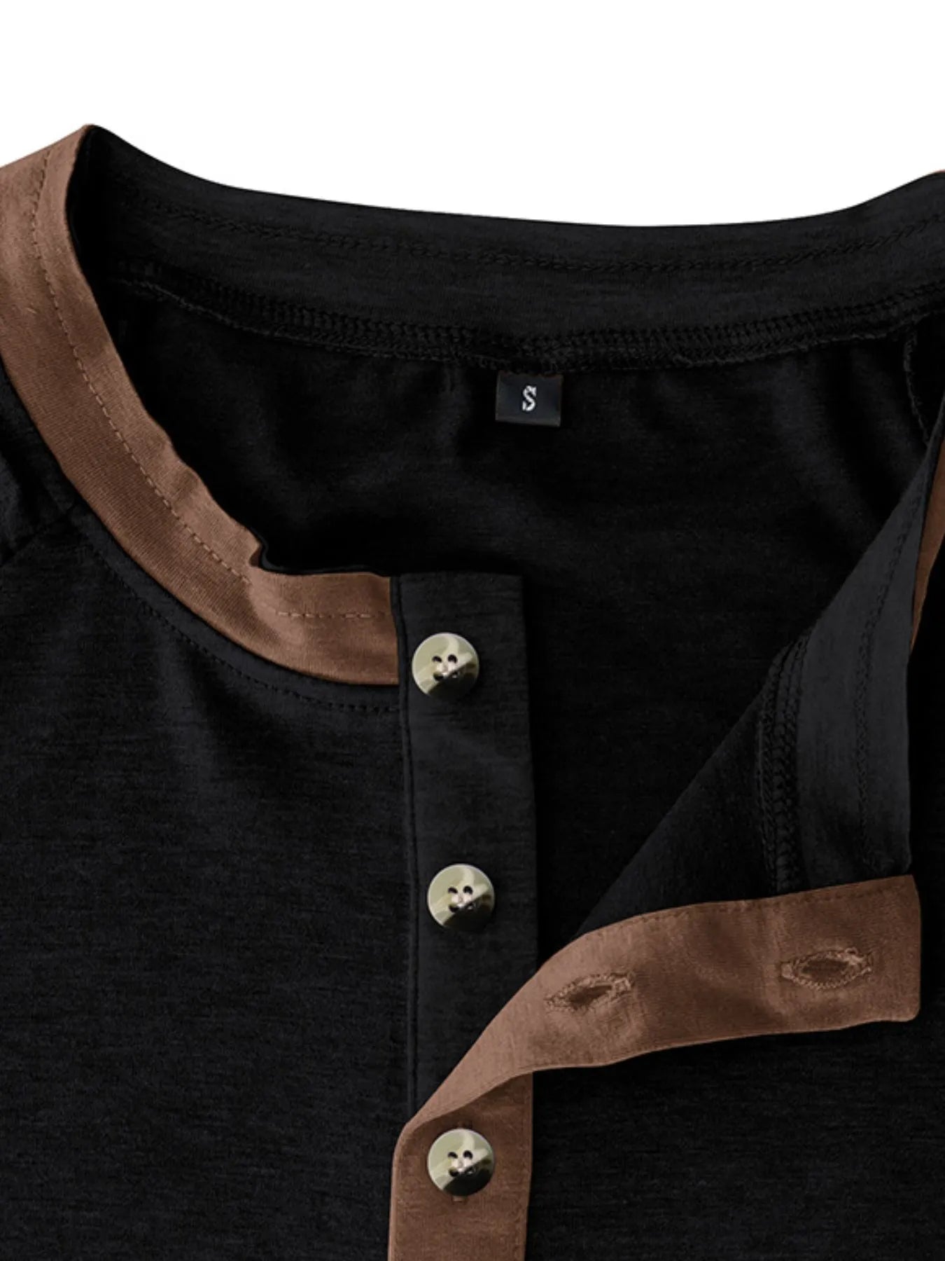 Men's Full Size Casual Henley Short Sleeve Top with Contrast Collar Plus Size NicholesGifts