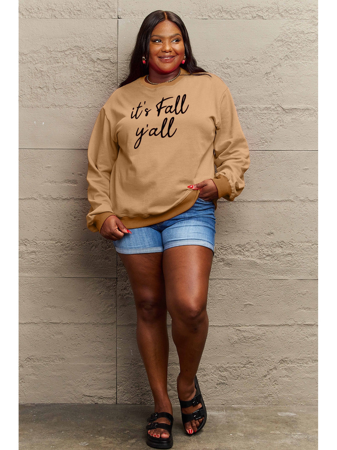 Simply Love Full Size IT'S FALL Y'ALL Graphic Sweatshirt nicholesgifts