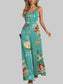Decorative Button Spaghetti Strap Wide Leg Jumpsuit nicholesgifts