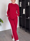 Full Size Contrast Round Neck Top and Pants Set Plus Size nicholesgifts