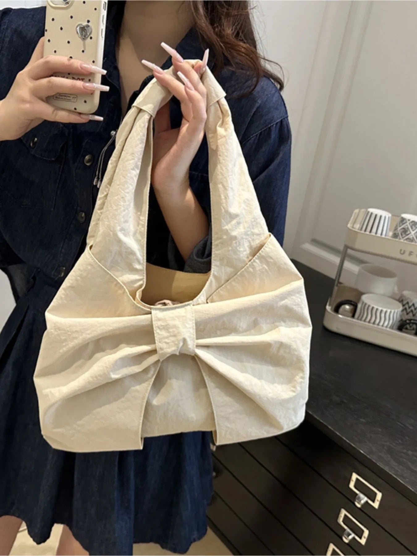 Ruched Bow Shoulder Bag Trendsi
