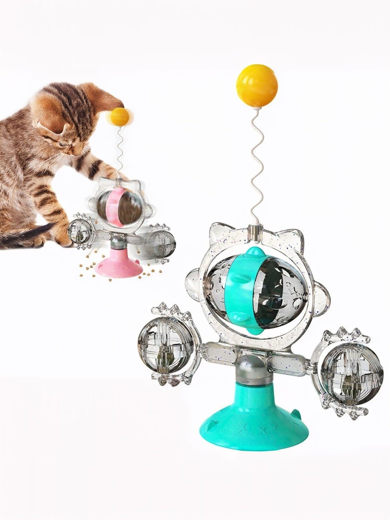 Interactive Rotating Cat Toy Set with Suction Cup nicholesgifts