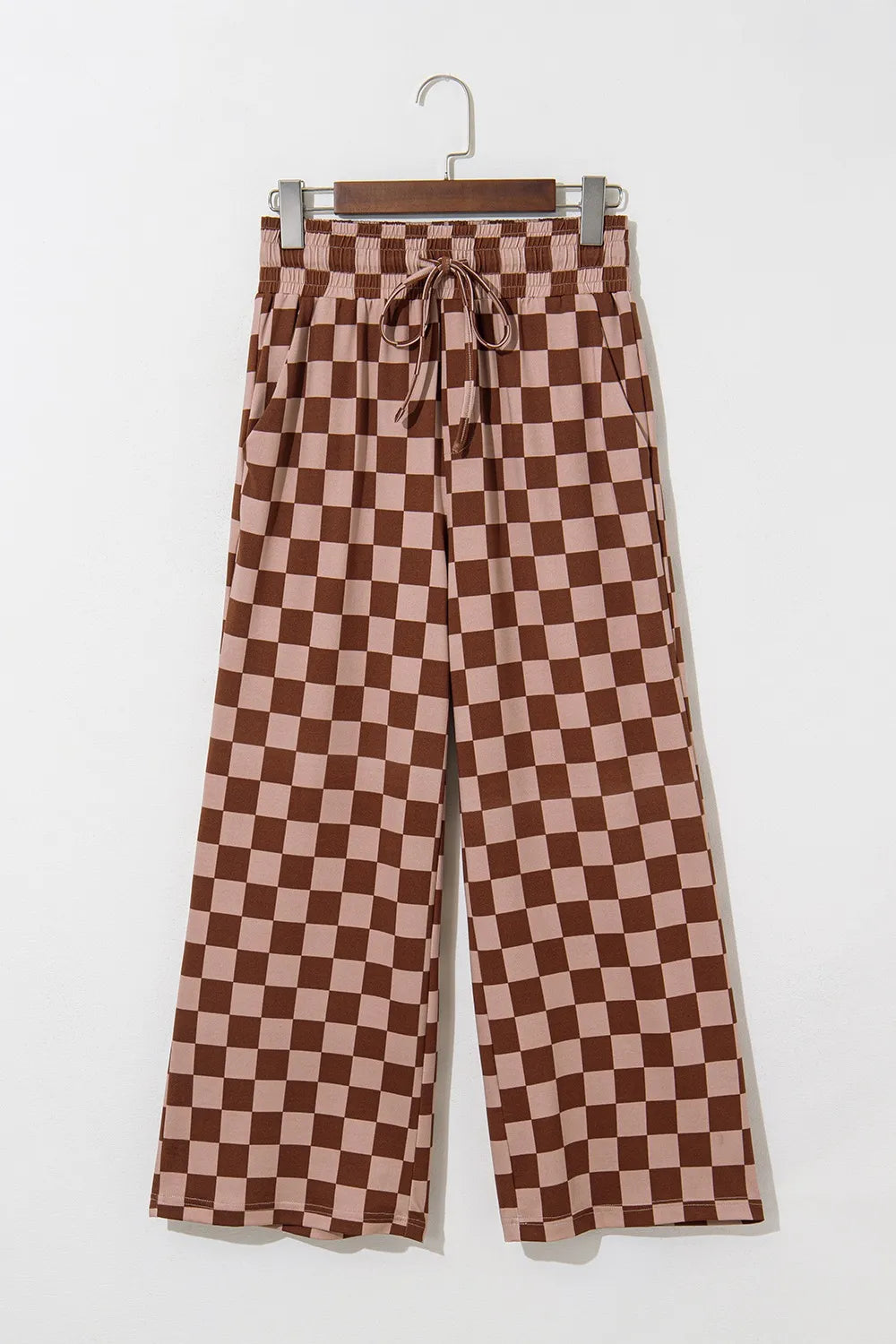 Checkered Elastic High Waist Loose Casual Pants NicholesGifts