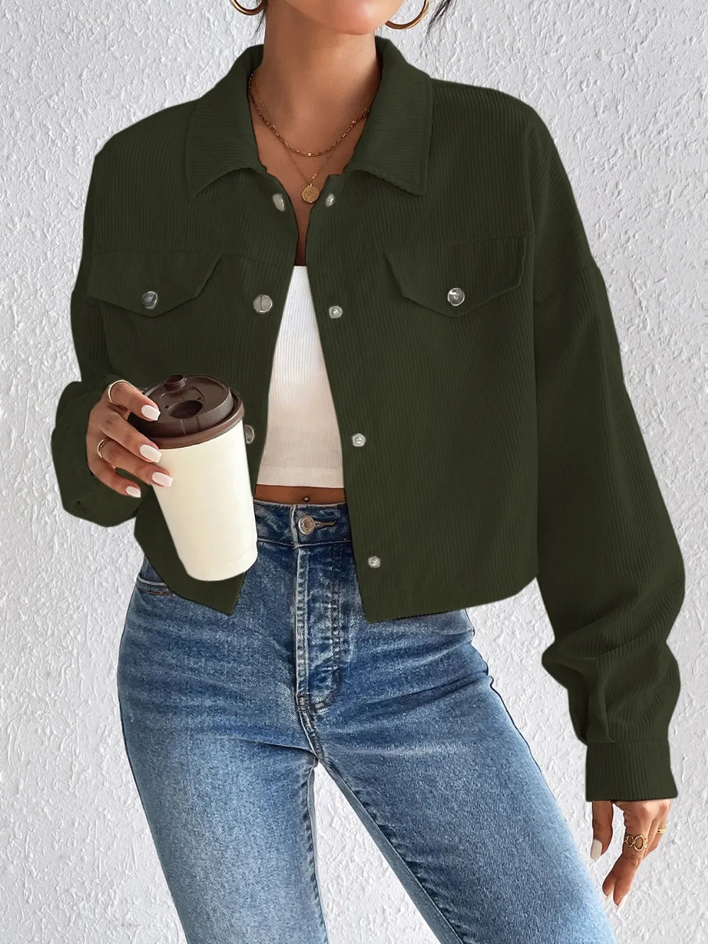 Honey Snap Down Long Sleeve Jacket nicholesgifts