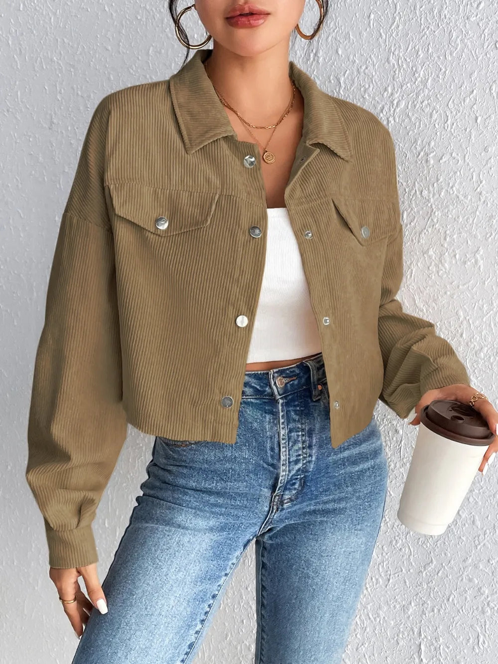 Honey Snap Down Long Sleeve Jacket nicholesgifts
