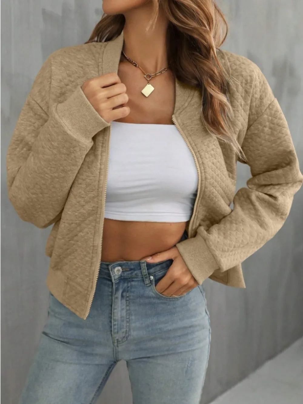 Zip Up Long Sleeve Jacket nicholesgifts
