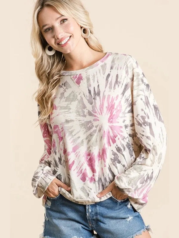 BiBi Tie Dye Print Terry Pull Over nicholesgifts