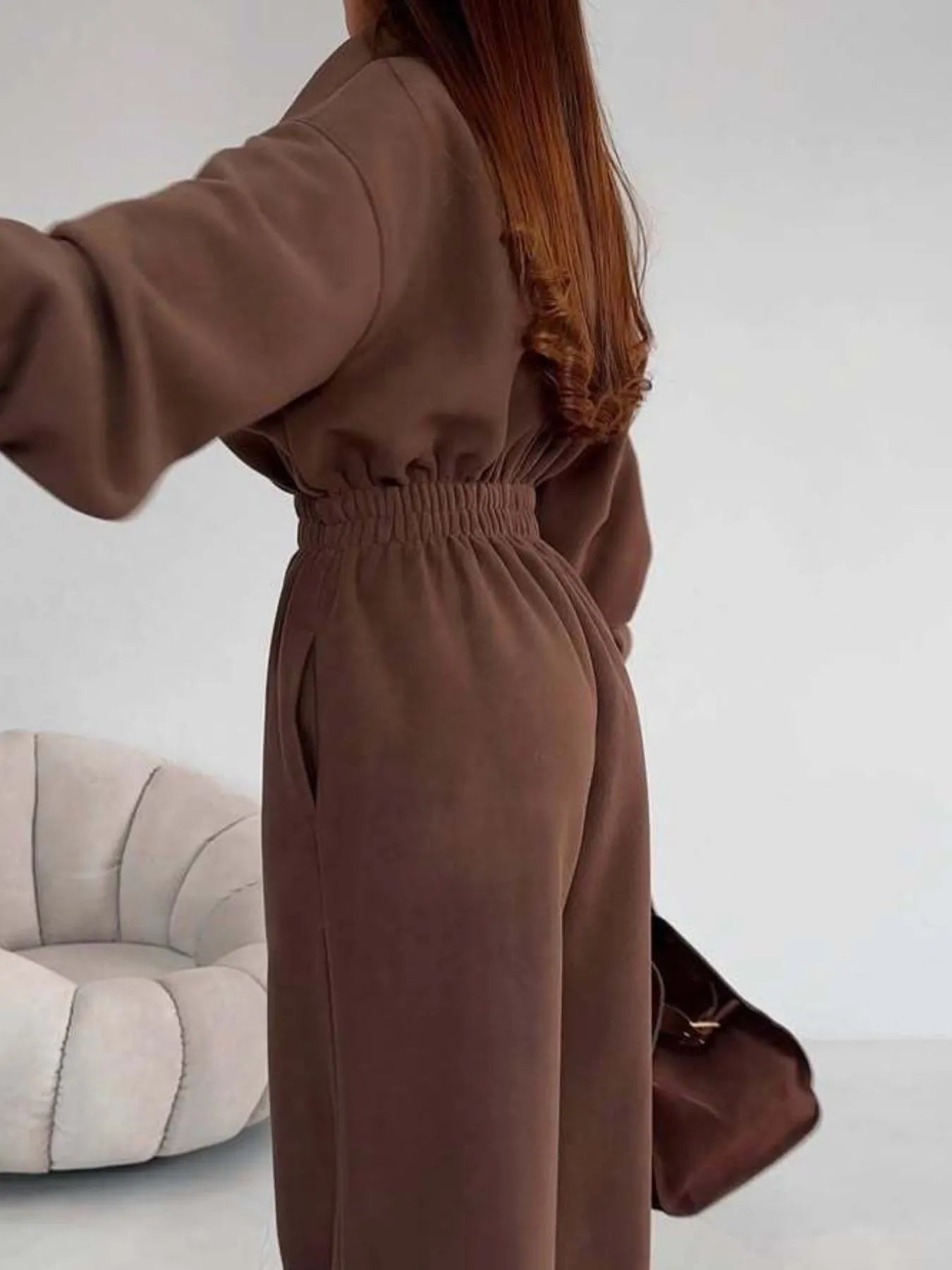 Zip Front Long Sleeve Jumpsuit nicholesgifts