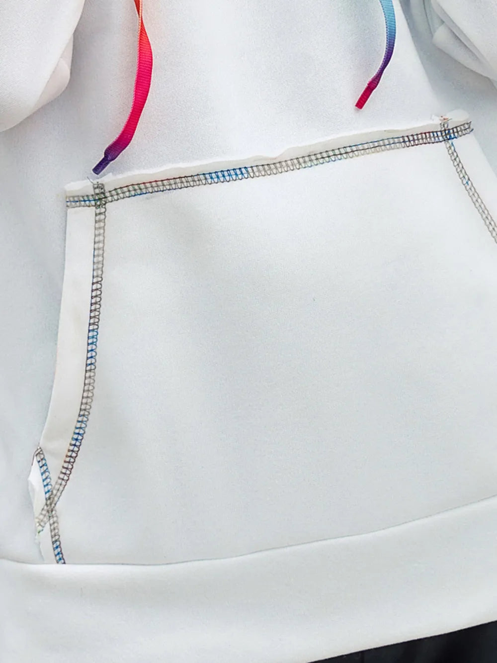 Ivy Lane Contrast Stitching Drawstring Raglan Sleeve Hoodie Trendsi