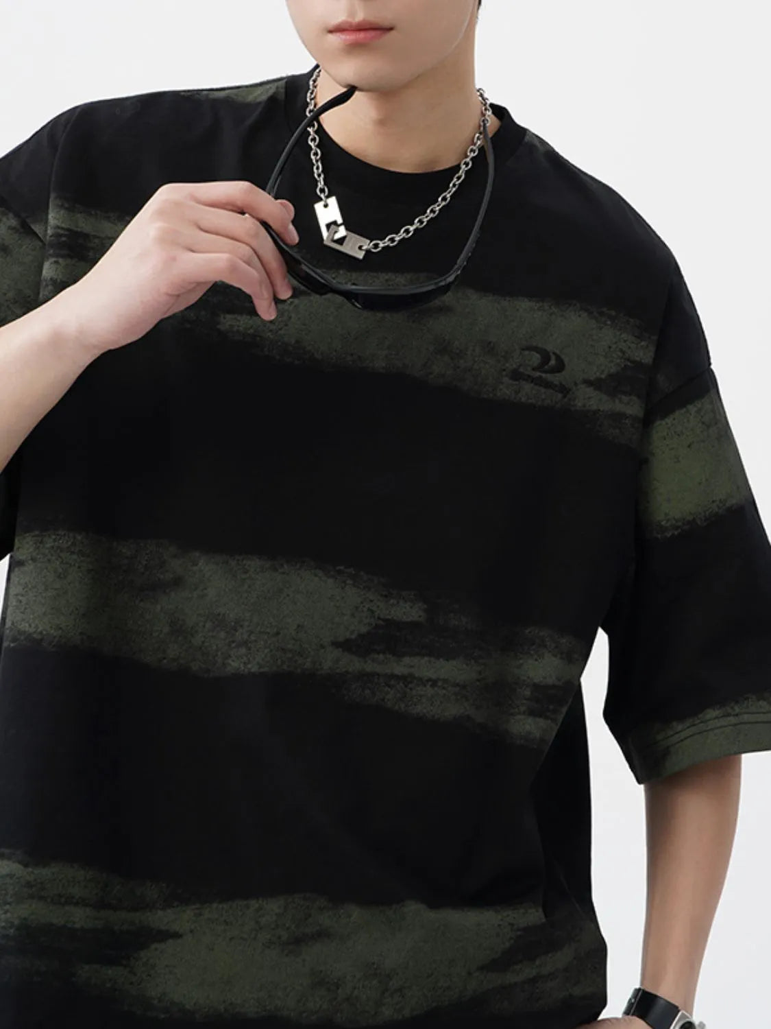 Men's Plus Size Basic style Round Neck Striped T-Shirt NicholesGifts