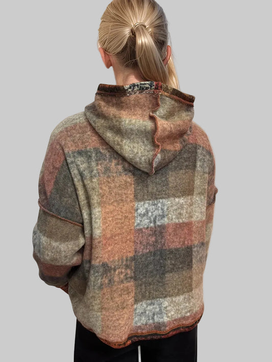 Double Take Full Size Plaid Dropped Shoulder Fleece Hoodie nicholesgifts