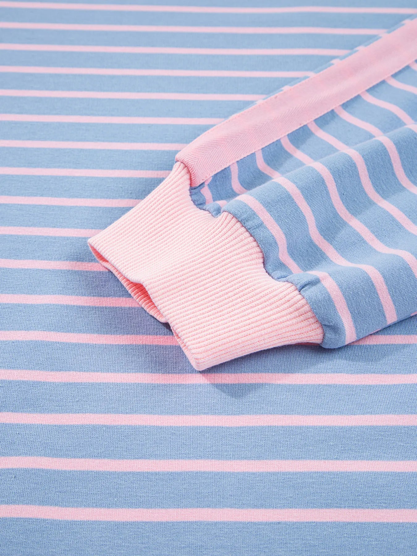 Stripe Oversize Contrast Trim Drop Shoulder Sweatshirt