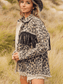 Leopard Fringe Detail Collared Neck Denim Jacket nicholesgifts