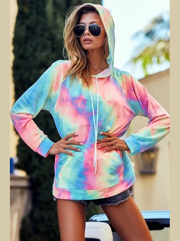 BiBi Tie Dye French Terry Hoodie with Kangaroo Pocket nicholesgifts