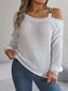 Asymmetrical Neck Long Sleeve Sweater nicholesgifts