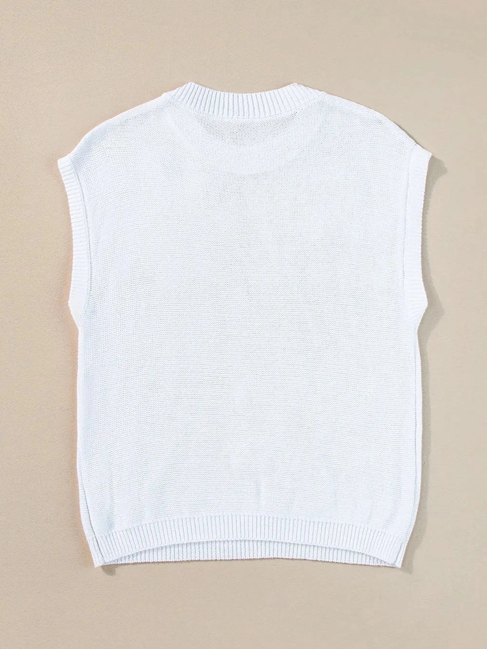 Crochet Flower Round Neck Sweater Vest nicholesgifts