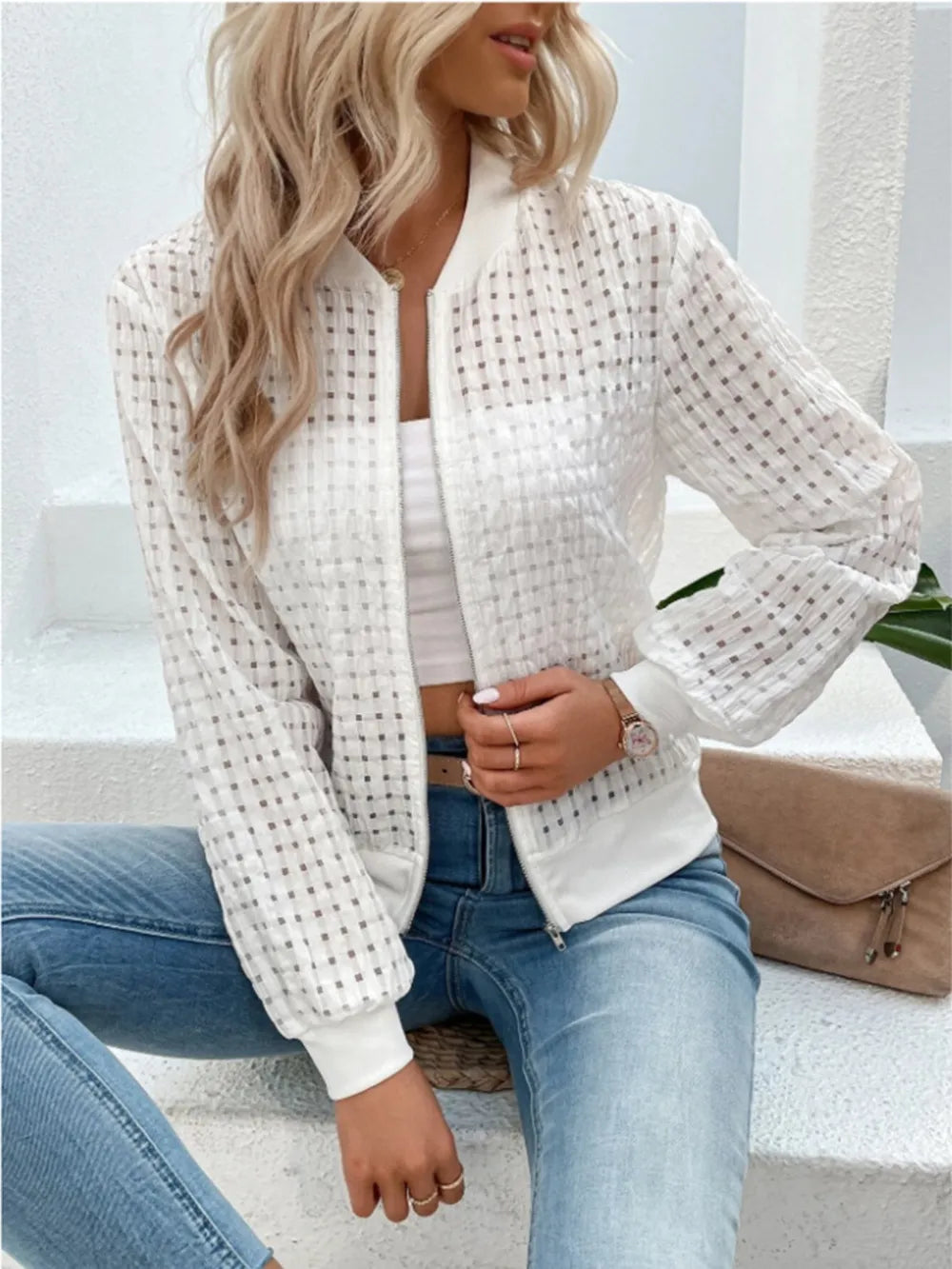 Zip Up Long Sleeve Jacket nicholesgifts
