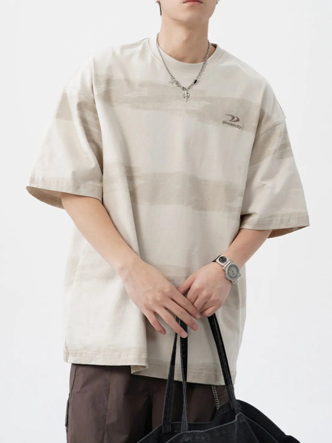Men's Plus Size Basic style Round Neck Striped T-Shirt NicholesGifts