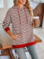 Lovelet Drawstring Striped Long Sleeve Hoodie Trendsi