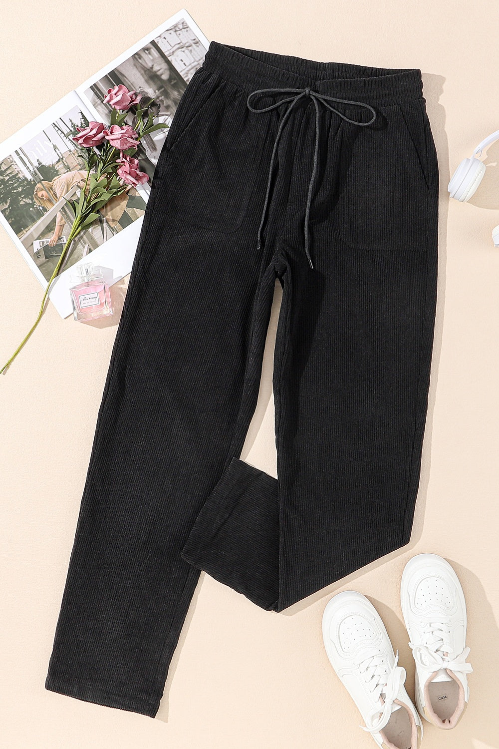 Drawstring Straight Pants with Pockets nicholesgifts