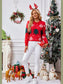 Women Christmas Tree Round Neck Long Sleeve Sweater nicholesgifts