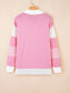 Contrasting Polo Collar Color Block Knit Drop Shoulder Sweater nicholesgifts