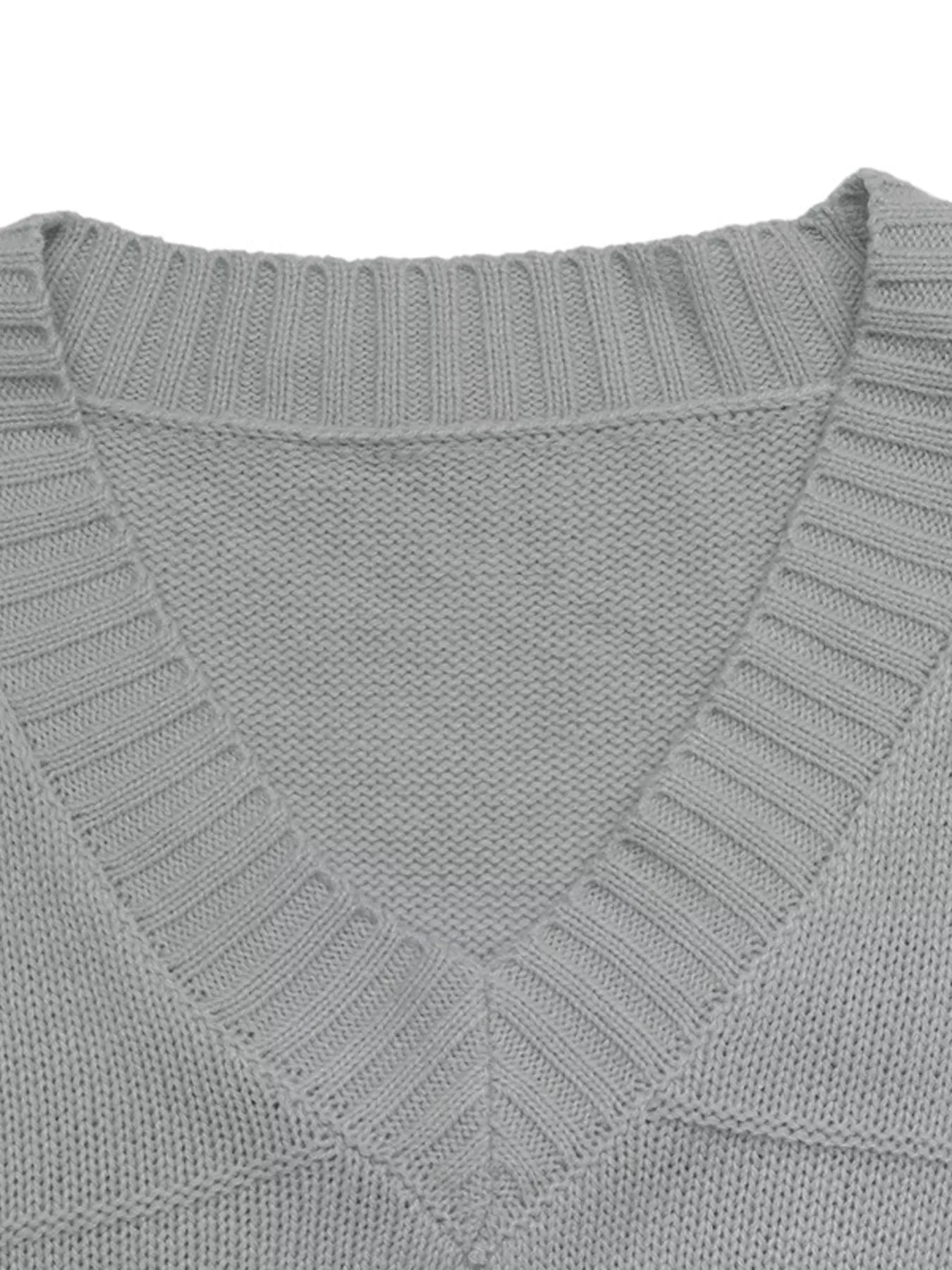 V-Neck Dropped Shoulder Sweater Trendsi