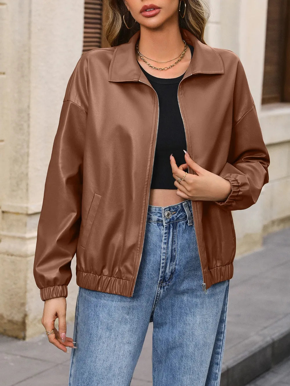 Ivy Lane Zip Up Dropped Shoulder Jacket nicholesgifts
