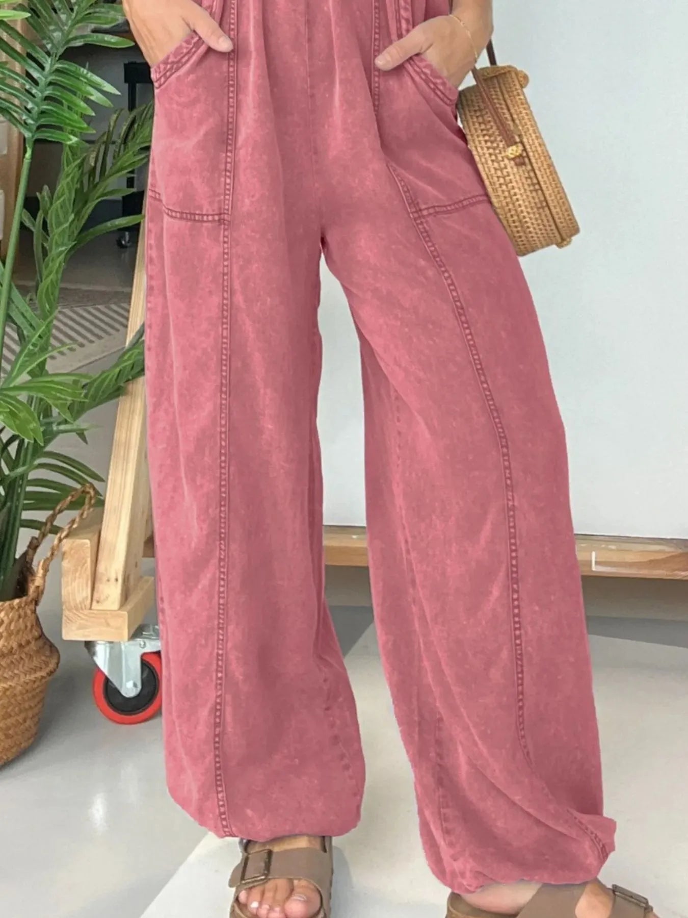 Full Size Wide Leg Spaghetti Strap Jumpsuit Plus Size nicholesgifts