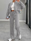 Baseball Collar Zip Up Outerwear and Drawstring Pants Set nicholesgifts