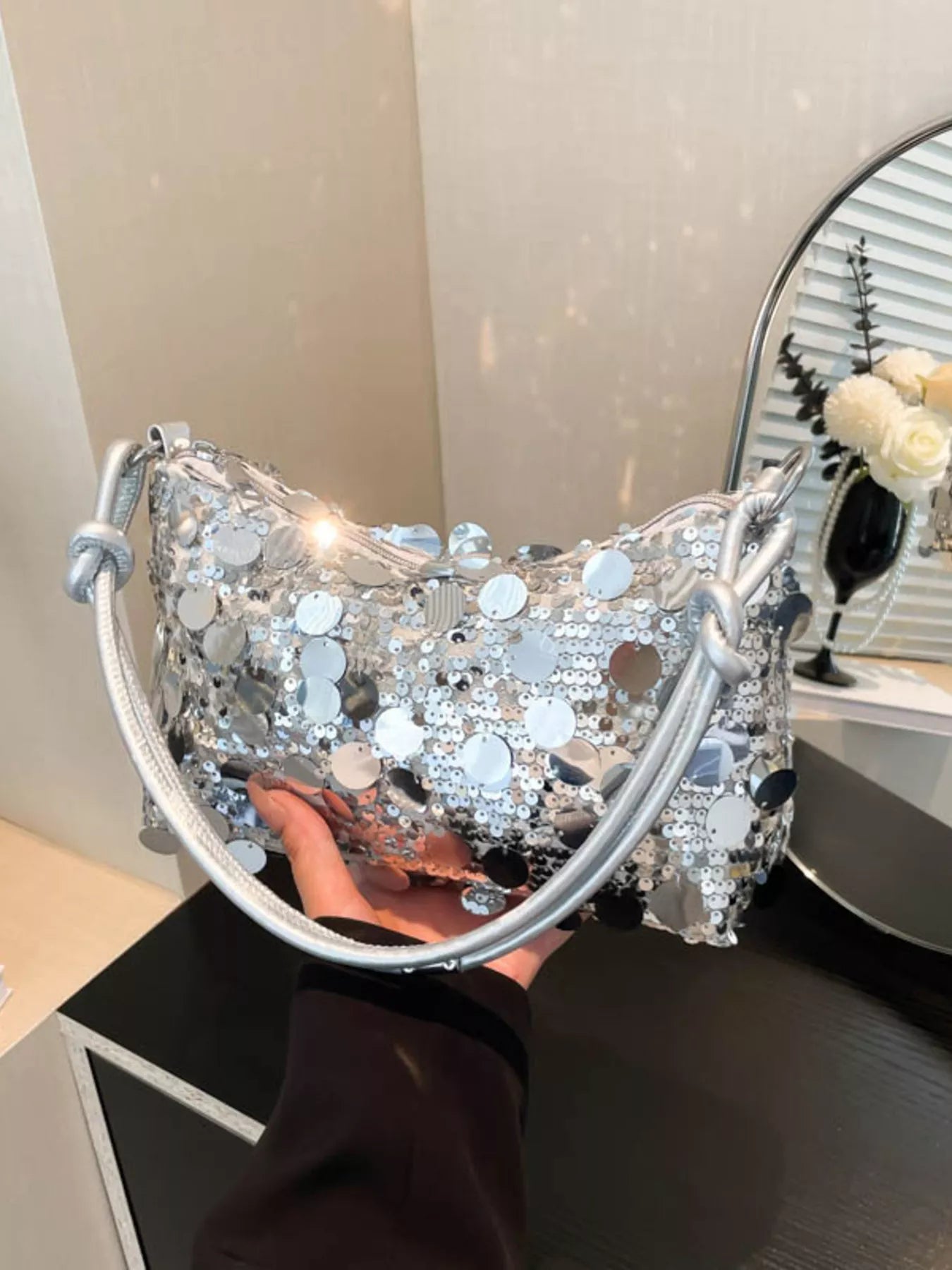 Sequin Embellished Shoulder Bag nicholesgifts