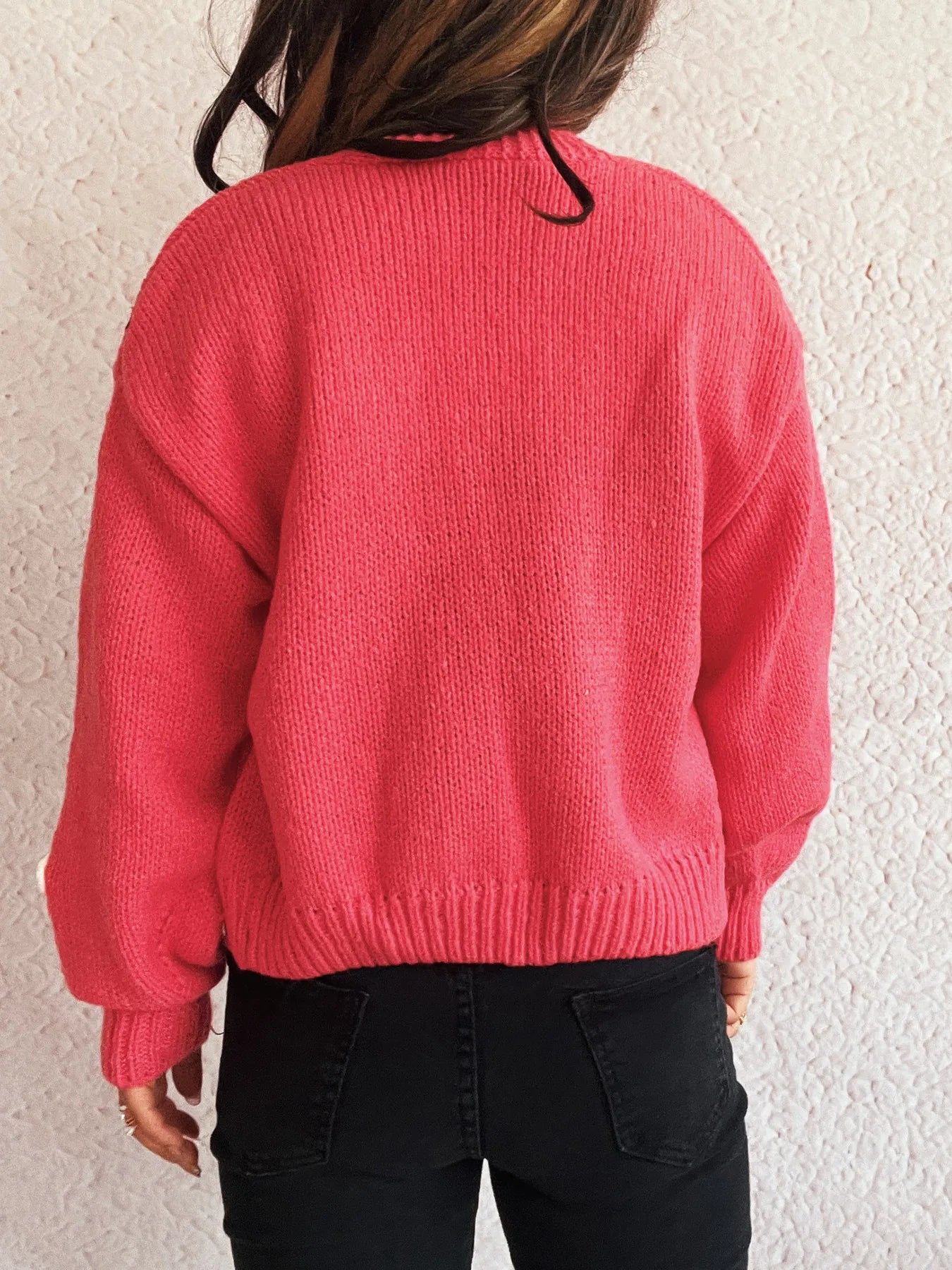 Flower Open Front Long Sleeve Cardigan