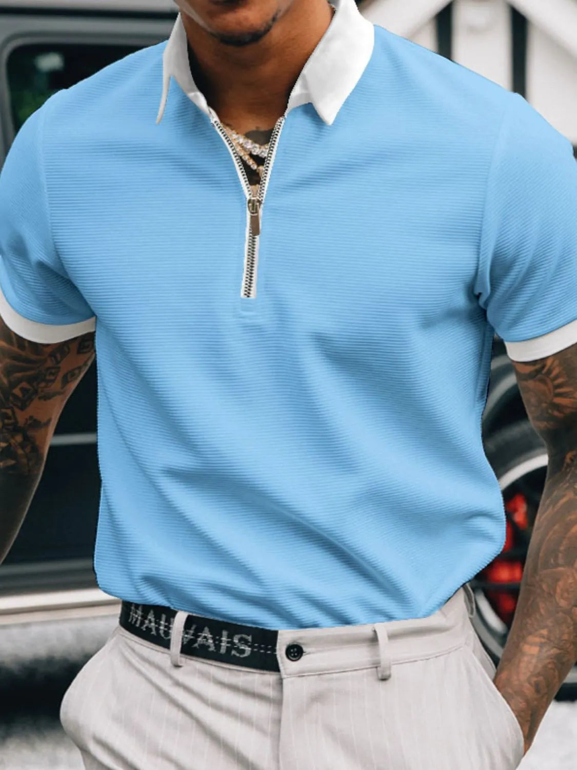 Men's Full Size Collared Neck Short Sleeve Polo Plus Size NicholesGifts
